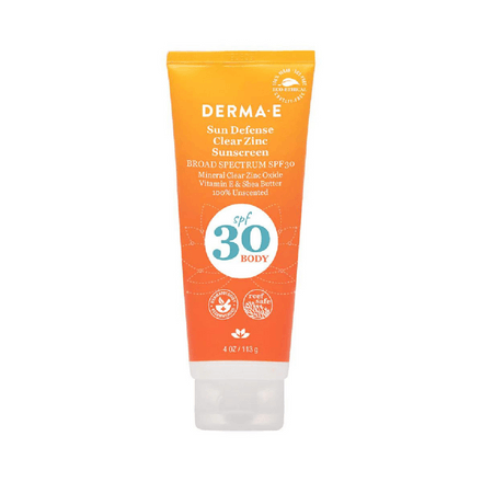 Derma E Sun Defense Clear Zinc Body Sunscreen SPF 30 4oz