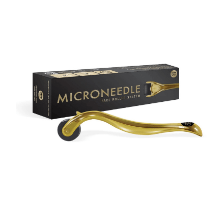 Beauty ORA Gold Deluxe Microneedle Dermal Roller System - GOLD Handle/Black Head (0.25mm)