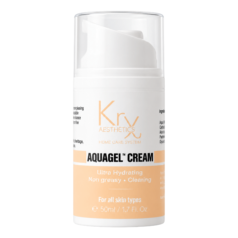 KrX Aesthetics AquaGel Cream 1.7oz / 50ml, lightweight Korean skincare gel moisturizer designed to hydrate, soothe, and soften oily, combination, sensitive, and acne-prone skin without a greasy feel.