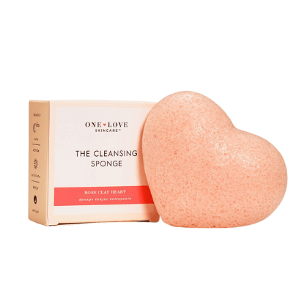 One Love Organics Cleansing Sponge French Pink Clay Heart