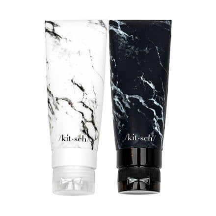 Kitsch Refillable Silicone Bottle 2pc Set - Black and White Marble