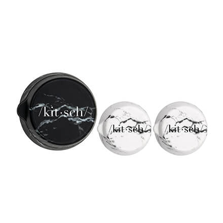 Kitsch Refillable Silicone Jars 3pc Set - Black and White Marble