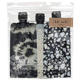 Kitsch Refillable Travel Pouches 3pc Set - Black and Ivory